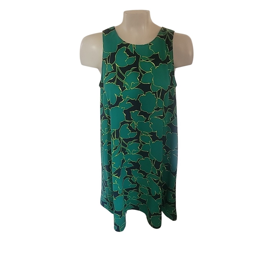 Halogen Women's Green Floral Sleeveless Shift Dress S officecore‎ career beach